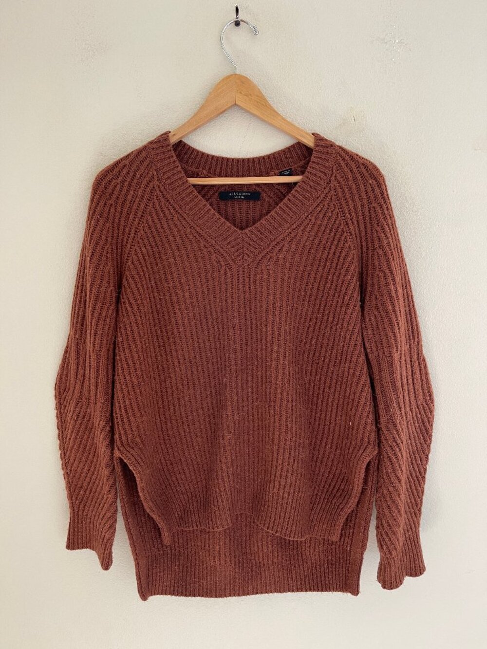 All Saints "Riva" Wool Jumper Sweater in Burnt Orange: Women's Medium